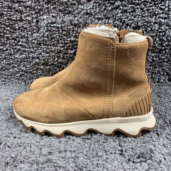 Sorel Womens Kinetic Camel Brown Short Suede Waterproof Boots Size 8 - Picture 1 of 8